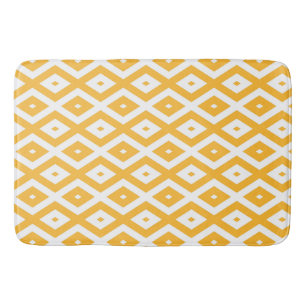 Alfombrilla De Baño Patrón de diamantes amarillo y blanco soleado