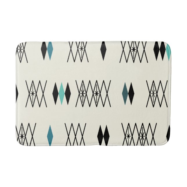 Alfombrilla De Baño Patrón de diamantes de la era atómica retro (Anverso)