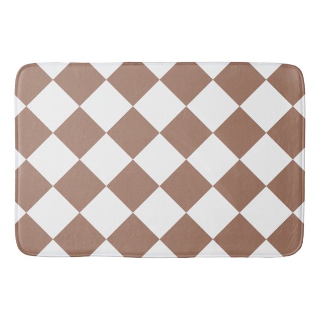 Alfombrilla De Baño Patrón de diamantes en blanco y mousse de mocha (Anverso)