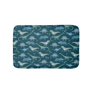 Alfombrilla De Baño Patrón de dinosaurio blanco verde oscuro