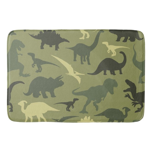 Alfombrilla De Baño Patrón de dinosaurios, silueta de dinosaurios, din (Anverso)