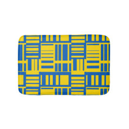 Alfombrilla De Baño Patrón de diseño de línea de color azul y amarillo