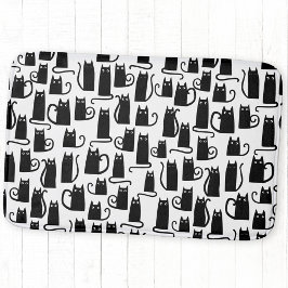 Alfombrilla De Baño Patrón de diversión de gato negro