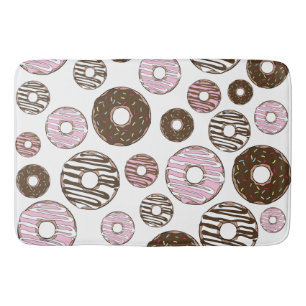Alfombrilla De Baño Patrón De Donuts, Donuts Rosados, Donuts Marrones