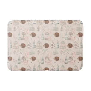 Alfombrilla De Baño Patrón de edgehog de Cuadros Woodland