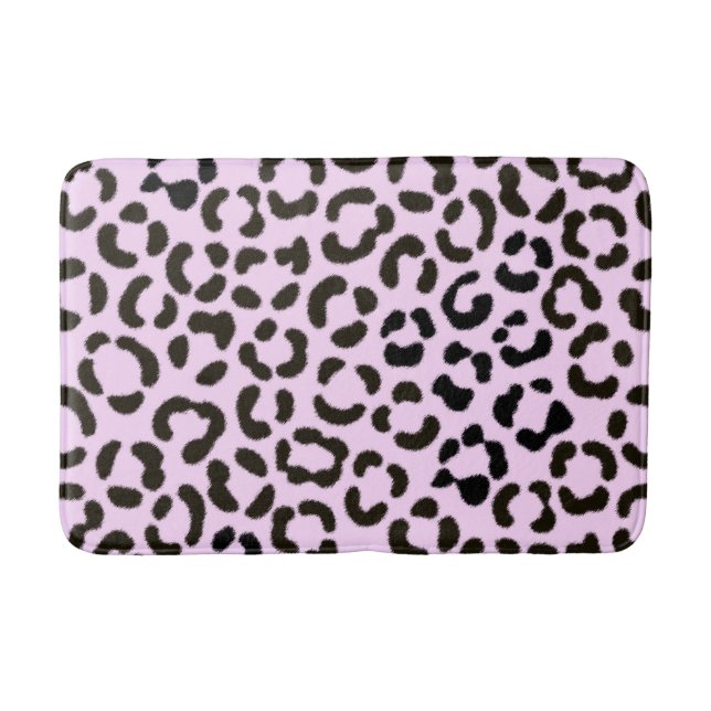 Alfombrilla De Baño Patrón de efectos de leopardo negro y rosa de moda (Anverso)
