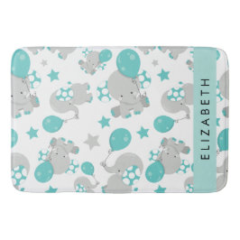 Alfombrilla De Baño Patrón De Elefantes, Elefantes Cutos, Tu Nombre