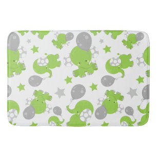 Alfombrilla De Baño Patrón De Elefantes Verdes, Elefantes Cubiertos, E