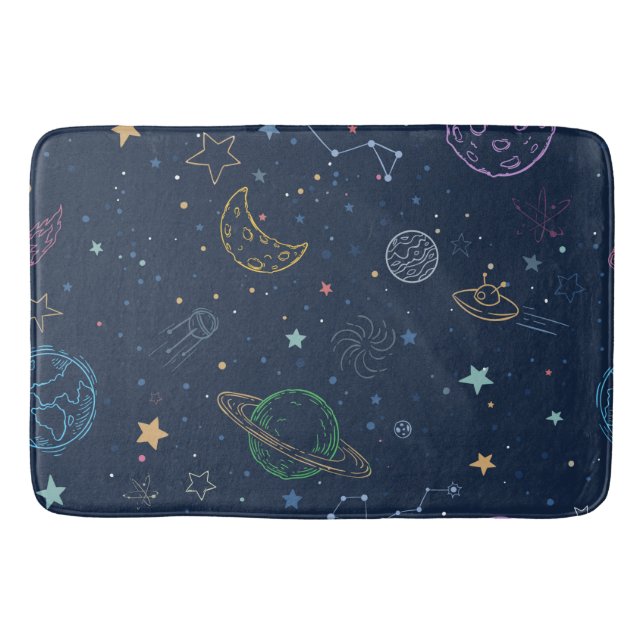 Alfombrilla De Baño Patrón de elementos del espacio ultraterrestre (Anverso)