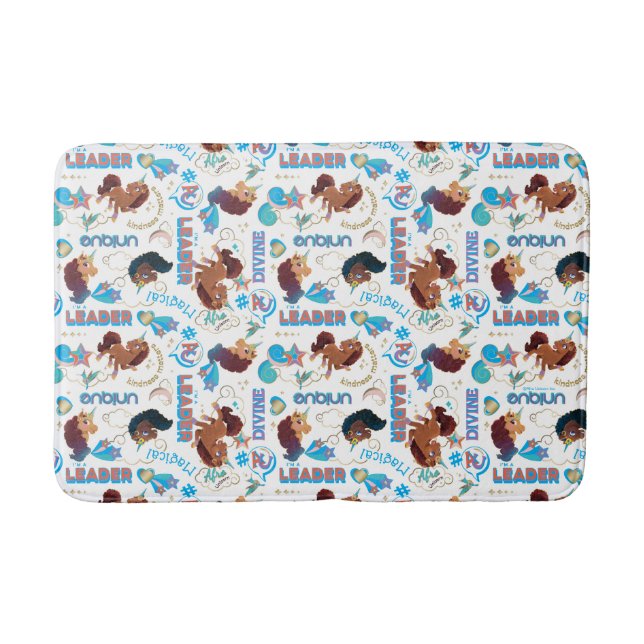 Alfombrilla De Baño Patrón de empoderamiento mágico afro-unicornio (Anverso)