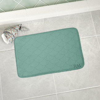 Alfombrilla De Baño Patrón de escalas de cola de la sirena Monograma V