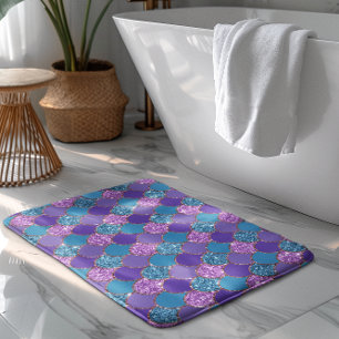 Alfombrilla De Baño Patrón de escalas de sirena coloridas