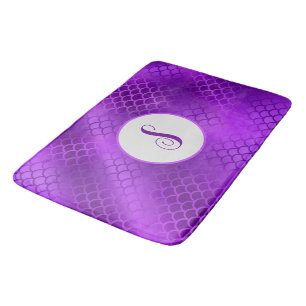 Alfombrilla De Baño patrón de escalas de sirena púrpura inicial person