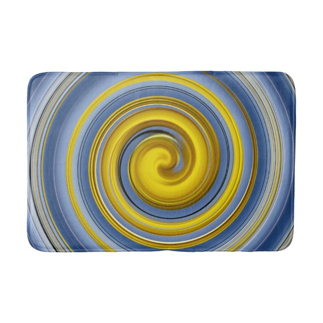 Alfombrilla De Baño Patrón de espiral amarillo y azul (Anverso)
