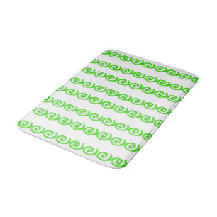 Alfombrilla De Baño Patrón de espirales verdes brillantes sobre blanco