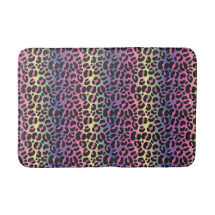 Alfombrilla De Baño Patrón de estampado de animal de leopardo arcoíris