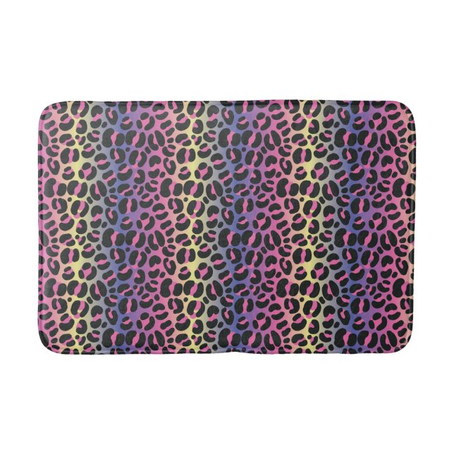 Alfombrilla De Baño Patrón de estampado de animal de leopardo arcoíris (Anverso)