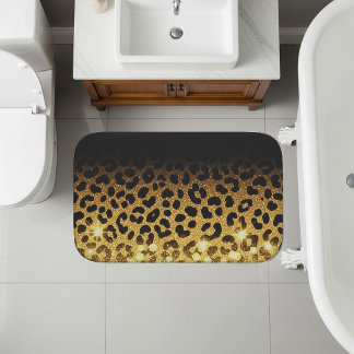 Alfombrilla De Baño Patrón de estampado de leopardo con brillo dorado 