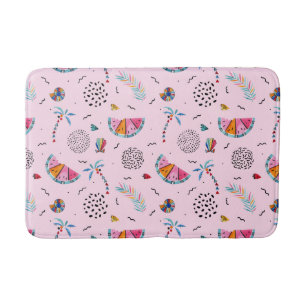 Alfombrilla De Baño Patrón de estilo memphis rosado tropical