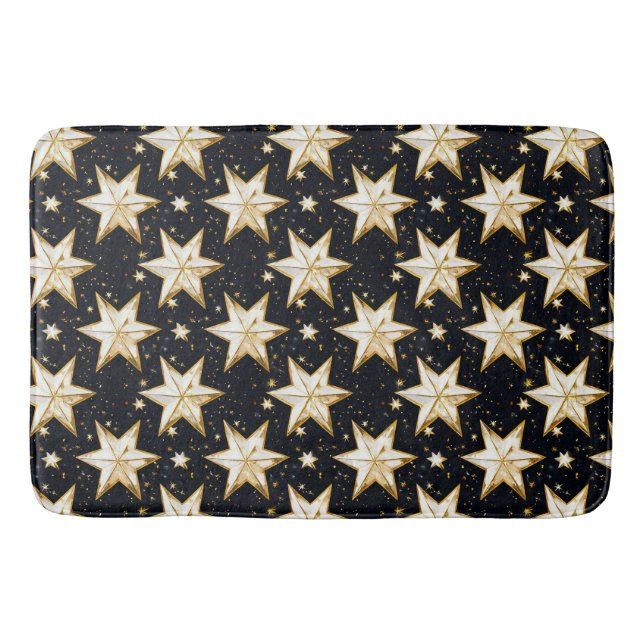 Alfombrilla De Baño patrón de estrellas doradas (Anverso)