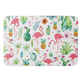 Alfombrilla De Baño Patrón de flamencos rosados y tropicales