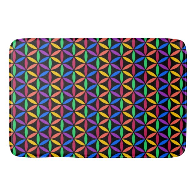 Alfombrilla De Baño Patrón de flor arco iris (Anverso)