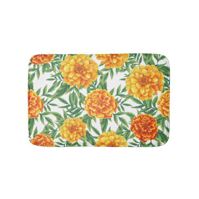 Alfombrilla De Baño Patrón de flor de Marigold (Anverso)