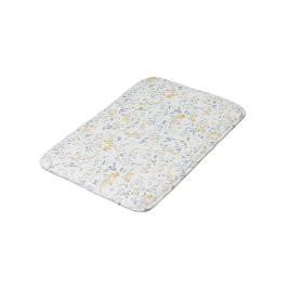 Alfombrilla De Baño Patrón de Flor Silvestre Amarillo Azul