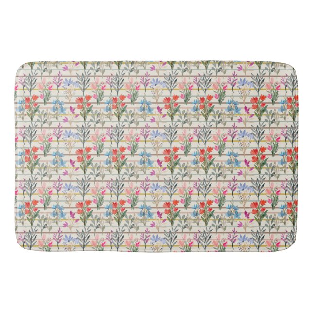 Alfombrilla De Baño Patrón de flores de acuarela moderna (Anverso)