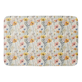 Alfombrilla De Baño Patrón de flores de Gouache Meadow