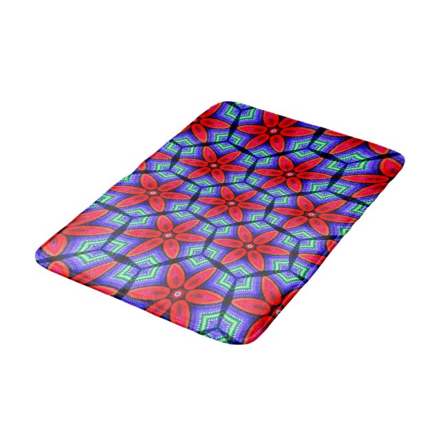Alfombrilla De Baño Patrón de flores de tejidos rojos (Angular)