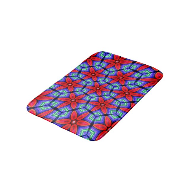 Alfombrilla De Baño Patrón de flores de tejidos rojos (Angular)