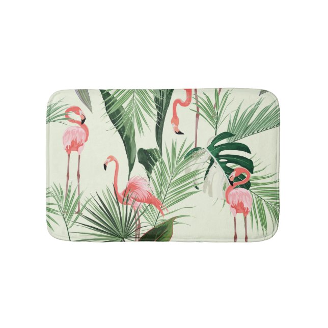 Alfombrilla De Baño Patrón de flores exóticas Flamingo rosa (Anverso)