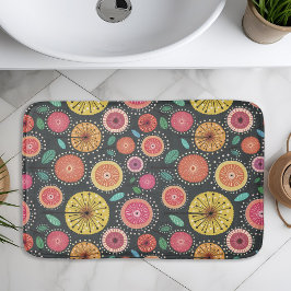 Alfombrilla De Baño Patrón de flores folclóricas de Boho Scandi