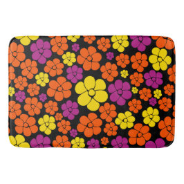 Alfombrilla De Baño Patrón de flores - negro, rosa, Naranja y amarillo