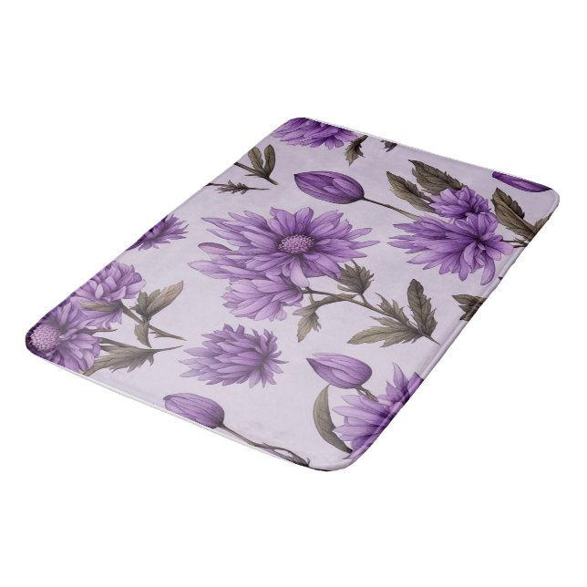 Alfombrilla De Baño Patrón de flores púrpuras botánicas (Angular)