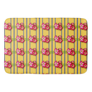 Alfombrilla De Baño Patrón de flores rosadas en la barba amarilla