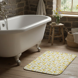 Alfombrilla De Baño Patrón de flores silvestres con acuarela amarilla 