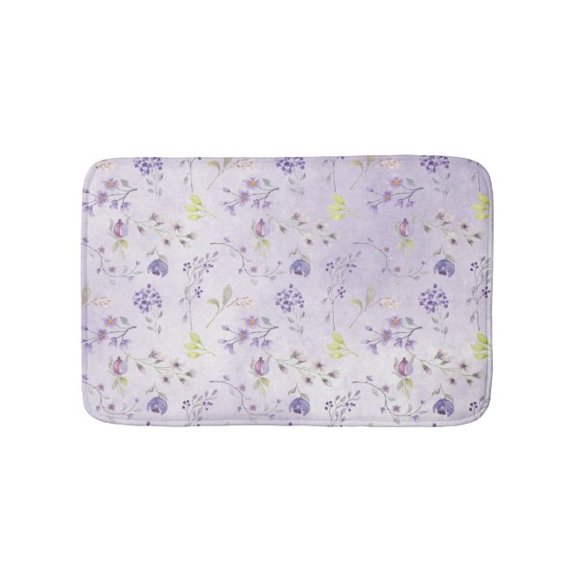 Alfombrilla De Baño Patrón de flores silvestres de lavanda (Anverso)