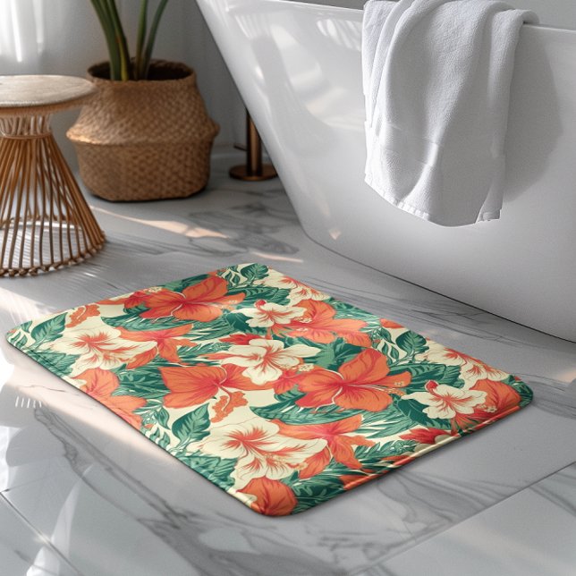 Alfombrilla De Baño Patrón de flores tropicales estéticas de la vibe h (Subido por el creador)
