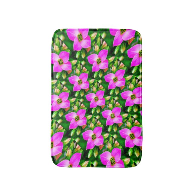 Alfombrilla De Baño Patrón de flores tropicales rosadas (Frente vertical)
