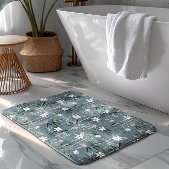 Alfombrilla De Baño Patrón de flores zen botánicas japonesas (Subido por el creador)