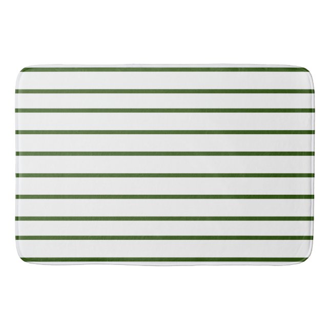 Alfombrilla De Baño Patrón de franja delgada Forest Green (Anverso)