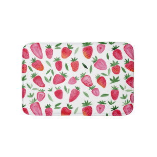 Alfombrilla De Baño Patrón de fresas cutáneas de las acuarelas Bath Ma