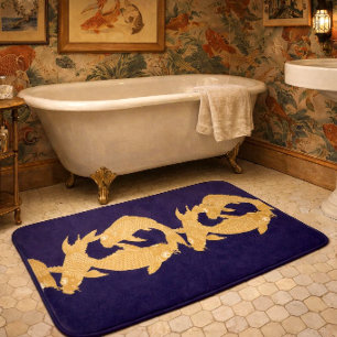 Alfombrilla De Baño Patrón de friso de carpas doradas japonesas Koi