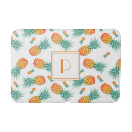 Alfombrilla De Baño Patrón de Fruta de Piña Monograma Moderno