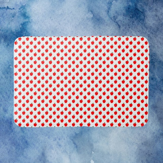Alfombrilla De Baño Patrón de fruta roja de Apple (A bath mat with a red apple pattern)