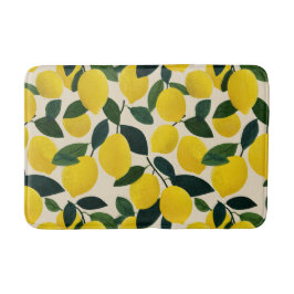 Alfombrilla De Baño Patrón de Frutas Cítricas Limones Veraniegos Medit