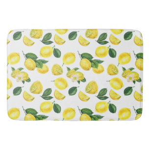 Alfombrilla De Baño Patrón de frutas color agua de los lemas amarillos