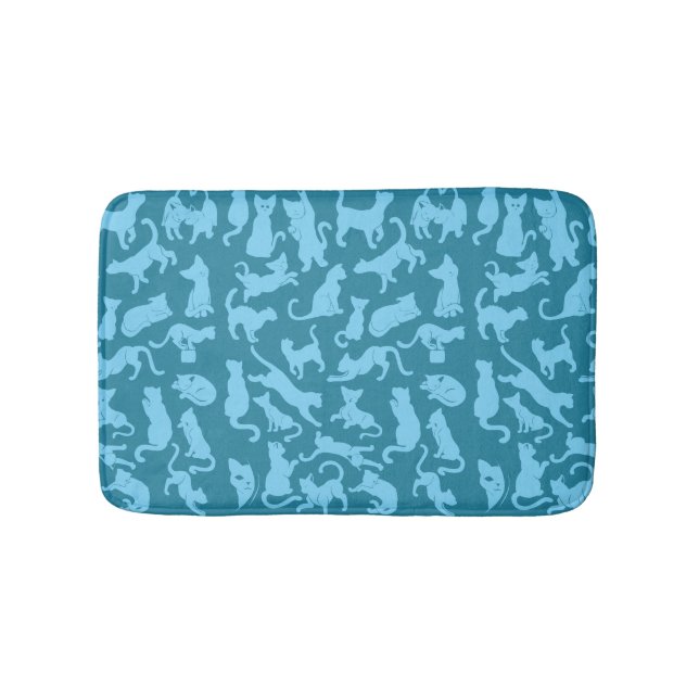 Alfombrilla De Baño Patrón de gato azul (Anverso)